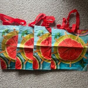 4pk Shoprite Reusable Grocery Shopping Bags EUC Fruit Themed Summer Watermelon
